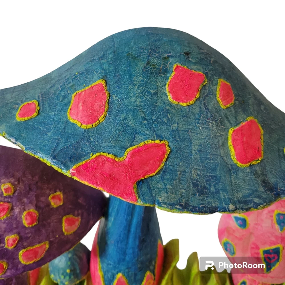 Vintage 1970 Mushroom Wall Hanging Day Glow - Picture 5 of 13